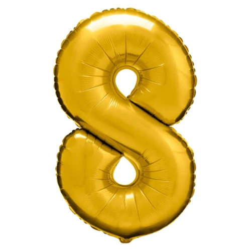 Balão metálico numero 8 dourado 70cm