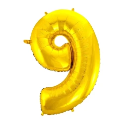 Balão metálico numero 9 dourado 70cm