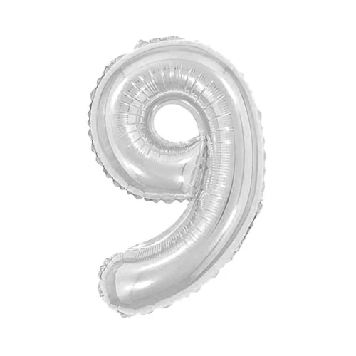Balão metalico numero 9 prata 40cm Balão metalico numero 9 prata 40cm