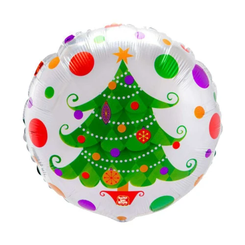 Balão metálico redondo árvore de natal 45cm