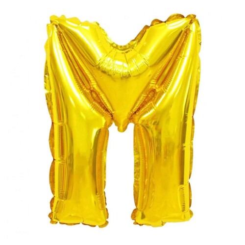 Balão metalizado letra M dourado 70cm