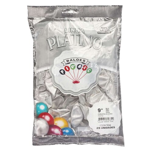 Balão pic-pic 9 metalizado prata 25 unidades Balão pic-pic 9 metalizado prata 25 unidades
