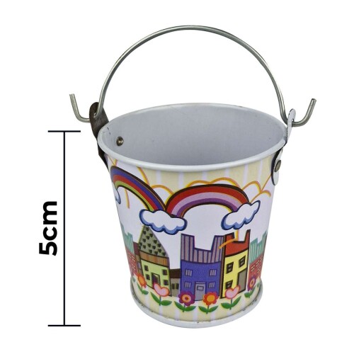 Balde de alumínio mini com alça decorado