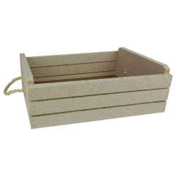 Bandeja de madeira retangular com alça M 30x23x9cm Bela Casa