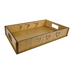 Bandeja decorada coração MDF 5x20x29,5cm sortida