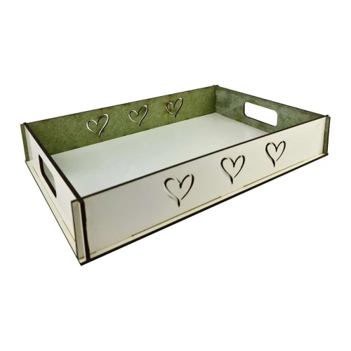 Bandeja decorada coração MDF 5x20x29,5cm sortida