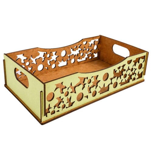 Bandeja decorada mdf Flores 7x16x28cm