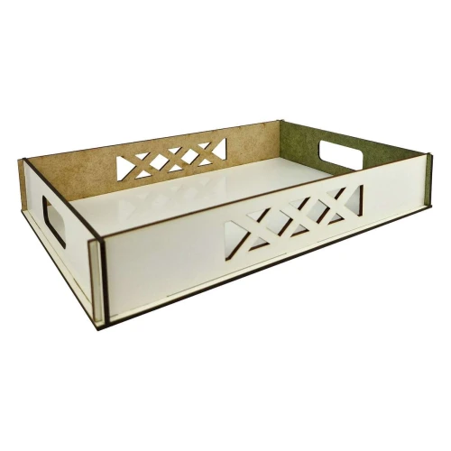 Bandeja decorada trabalhada MDF 5x20x29,5cm sortida