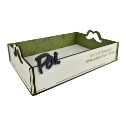Bandeja decorativa MDF pai 6,5x17,5x24cm