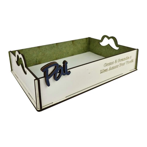 Bandeja decorativa MDF pai 6,5x17,5x24cm