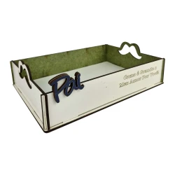 Bandeja decorativa MDF pai 6,5x17,5x24cm