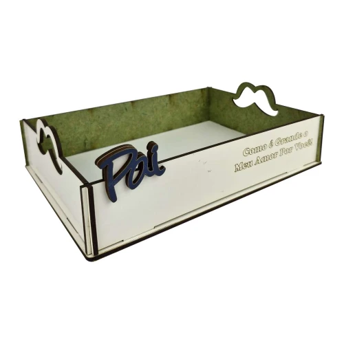 Bandeja decorativa MDF pai 6,5x17,5x24cm