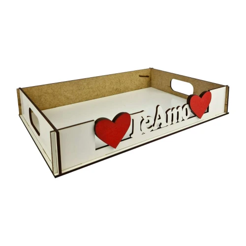 Bandeja decorativa MDF te amo 5x20x29cm