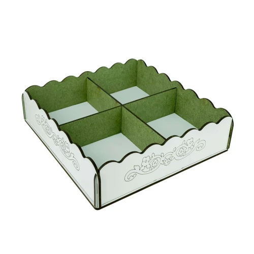 Bandeja decorativa de mdf com divisórias 5,5x22x22cm