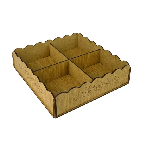Bandeja decorativa de mdf com divisórias 5,5x22x22cm