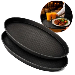 Bandeja plástica para bar redonda 40cm preta
