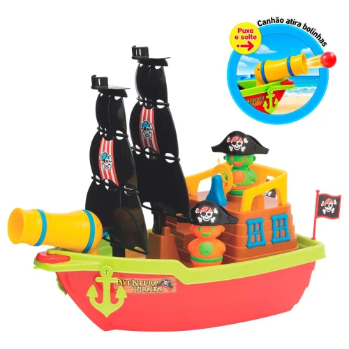 Barco aventura pirata com bolinha e boneco 43x31cm BS Toys Barco aventura pirata com bolinha e boneco 43x31cm BS Toys