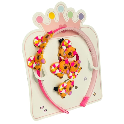 Bijuteria tiara decorada com rabico 5 peças