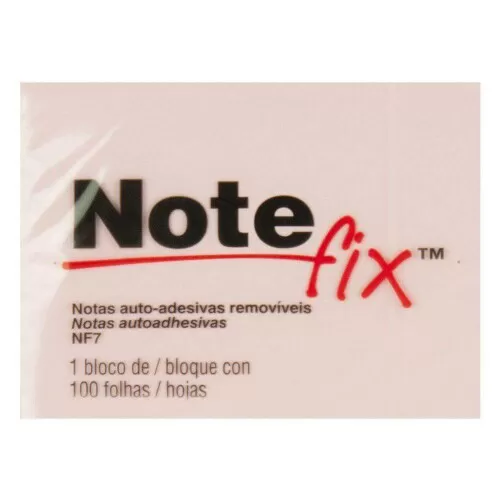 Bloco auto adesivo 76mmX102mm rosa 3M Note Fix com 100 folhas