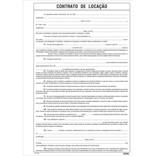 Bloco contrato de locação com 100 folhas Animativa