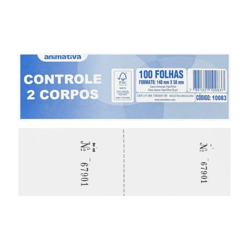 Bloco controle 02 corpos com 100 folhas Animativa