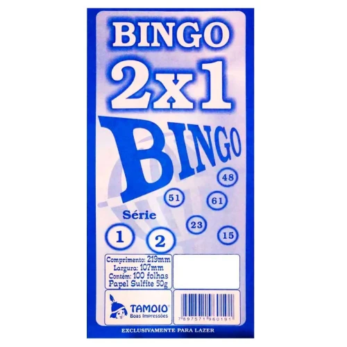 Bloco de bingo azul 21x10cm 2 em 1 com 100 folhas