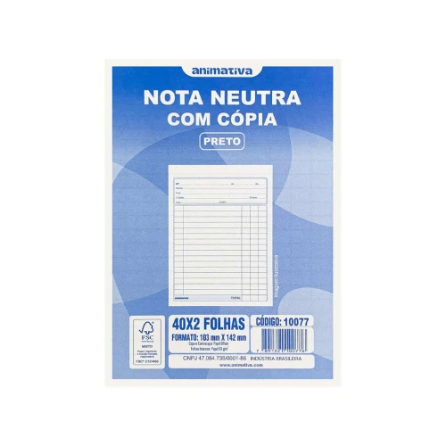 Bloco pedido 2 vias pequeno nota neutra 104x143mm Animativa
