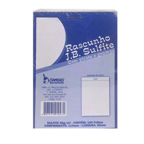 Bloco rascunho branco 100 folhas 110x80mm