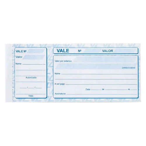 Bloco vale com canhoto 50 folhas