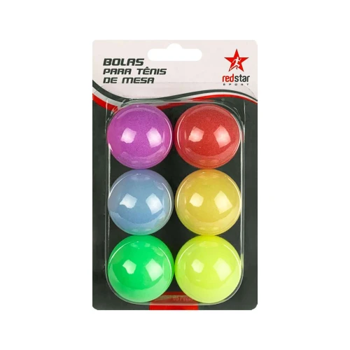 Bola de ping pong com 06 unidades coloridas