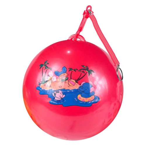 Bola plástica colorida bichinhos com cordão 22cm