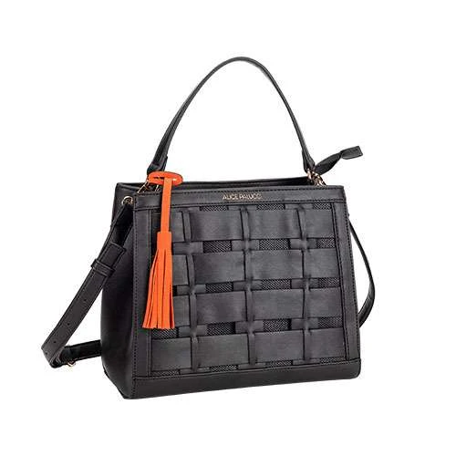 Bolsa feminina tira/colo 27x25cm preta Alice Palucci