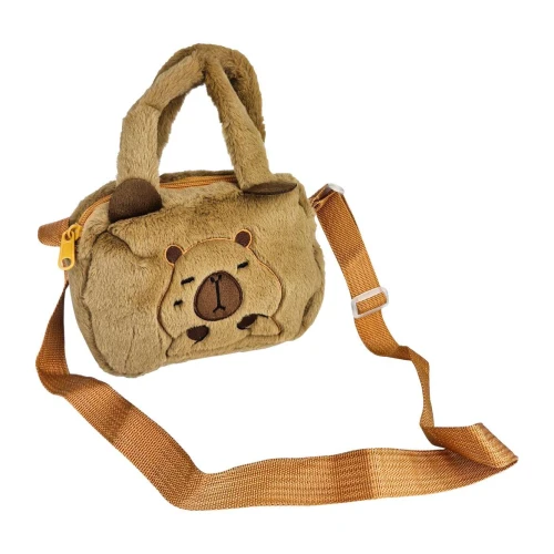Bolsa infantil de pelúcia capivara