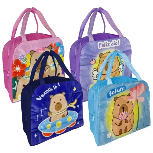 Bolsa térmica 22x10,5x18,5cm decorada Capivara sortida Interponte