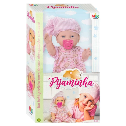 Boneca bebê Meu Pijaminha com acessórios Milk
