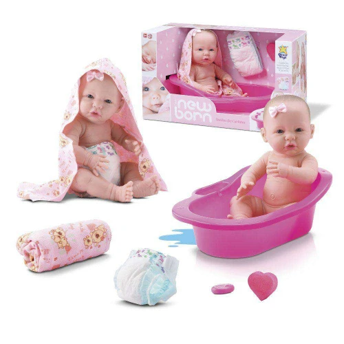 Boneca bebê banho com banheira newborn