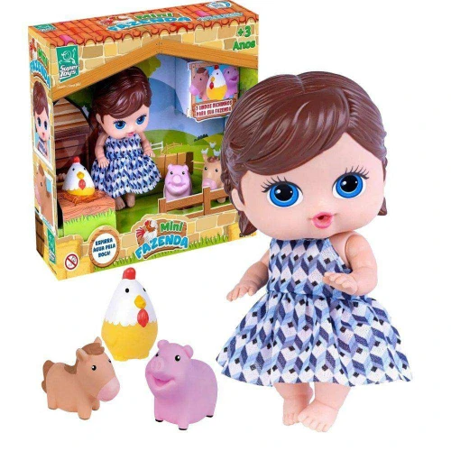 Boneca mini fazenda com bichinhos 487 super toys Boneca mini fazenda com bichinhos 487 super toys