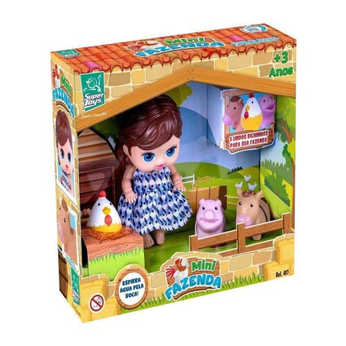 Boneca mini fazenda com bichinhos 487 super toys Boneca mini fazenda com bichinhos 487 super toys