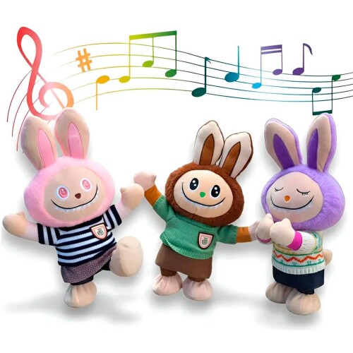Boneca pelúcia Labubu canta e dança 35cm