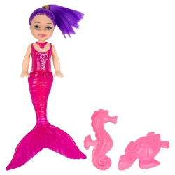 Boneca sereia com luz mini com acessórios