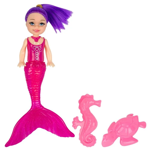 Boneca sereia com luz mini com acessórios