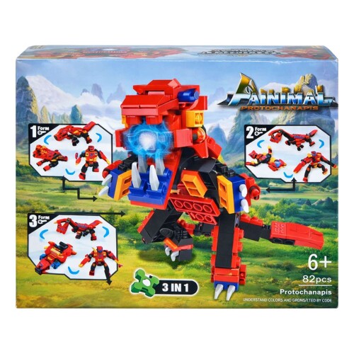 Boneco animal monta e desmonta 3 em 1