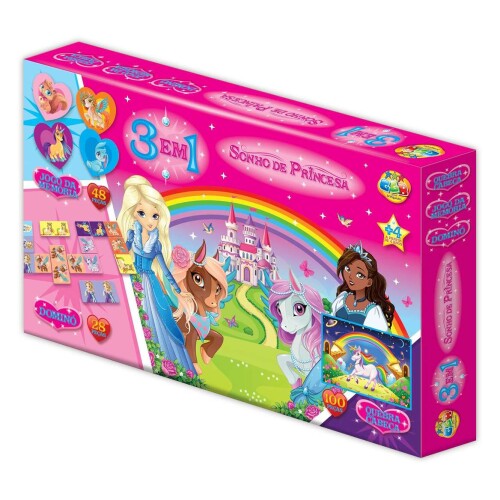 Brinquedo jogos 3 em 1 Sonho de Princesa GGBplast