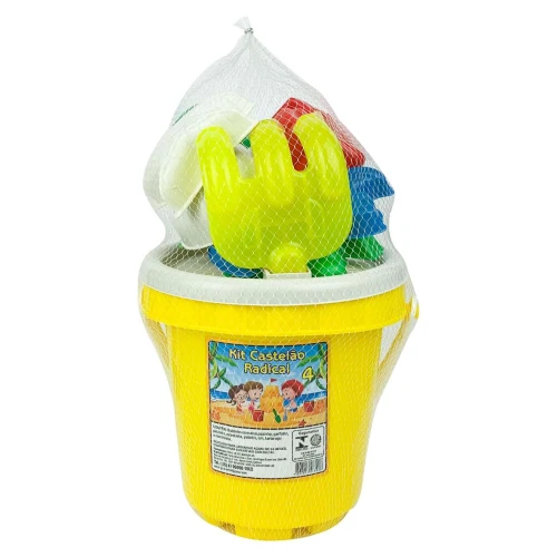 Brinquedo balde de praia castelão radical 4 com 10 peças