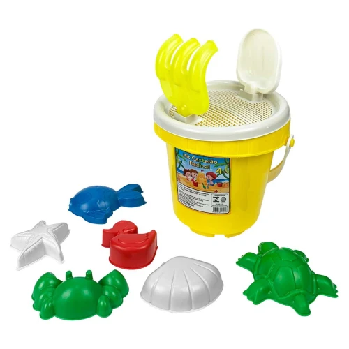 Brinquedo balde de praia castelão radical 4 com 10 peças