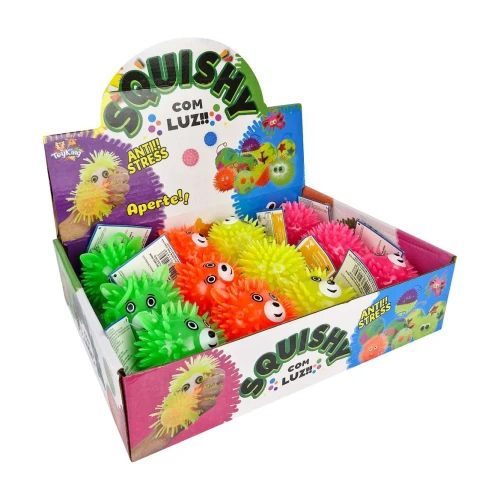 Brinquedo bolinha Squishy borracha com luz porco espinho ToyKing