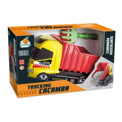 Brinquedo caminhão caçamba plástico com pá e rastelo Orange Toys