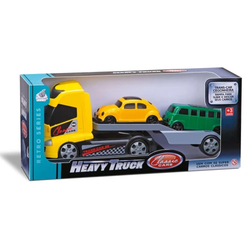 Brinquedo caminhão cegonheira com 02 carros clássicos Orange Toys