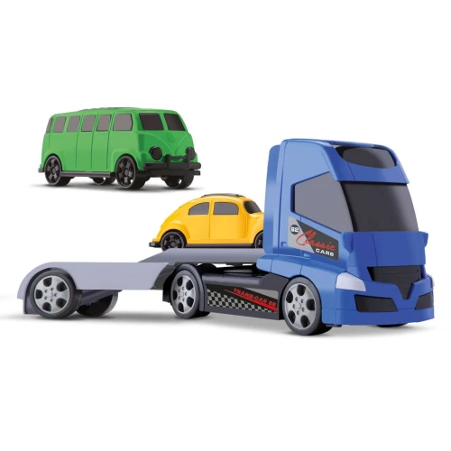 Brinquedo caminhão cegonheira com 02 carros clássicos Orange Toys