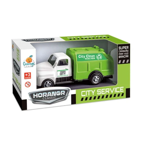 Brinquedo caminhão reciclagem plástico Horangr Orange Toys